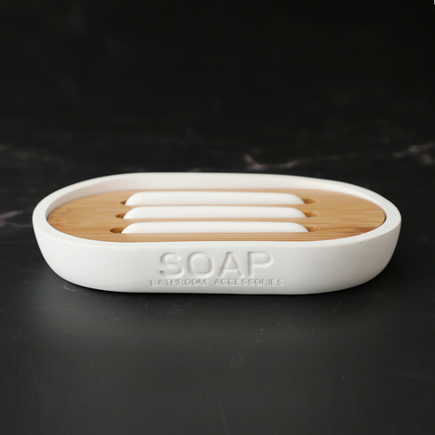 Splendora Modern Wood & White Bathroom Accessories