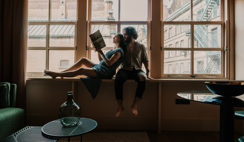 Couple at their cozy home