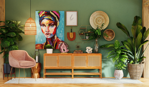 Green motif living room
