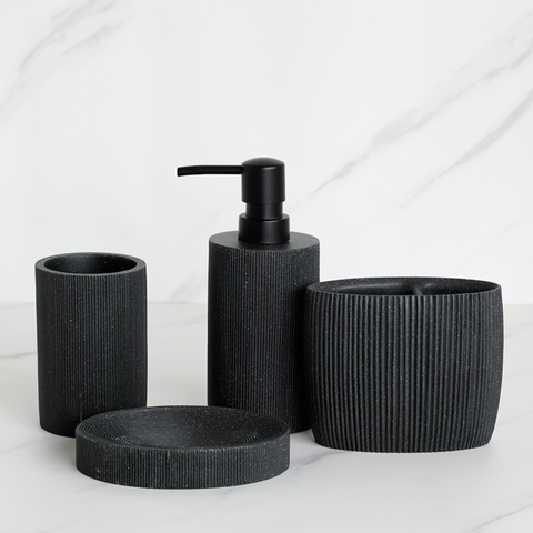 Black Striped Bathroom Accessories 