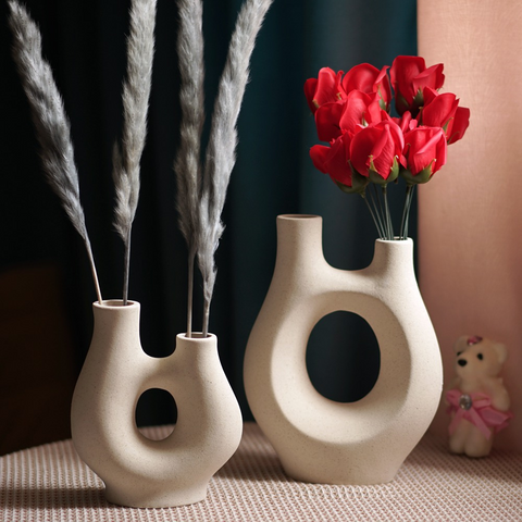 Venturo White Vase Pampas Grass