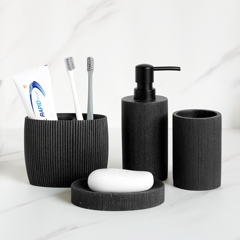 Black Striped Bathroom Accessories 