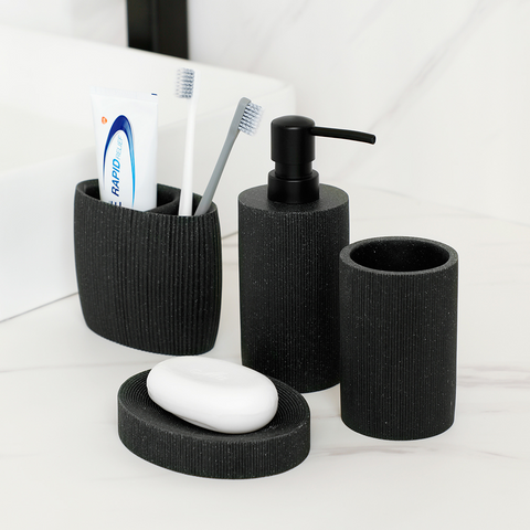 Black Striped Bathroom Accessories 