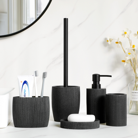 Black Striped Bathroom Accessories 