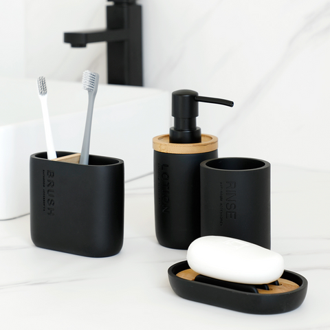 Splendora Wood & Black Bathroom Accessories