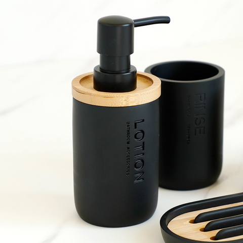 Splendora Wood & Black Bathroom Accessories