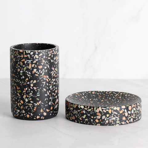 Grandeur Black Terrazzo Bathroom Accessories