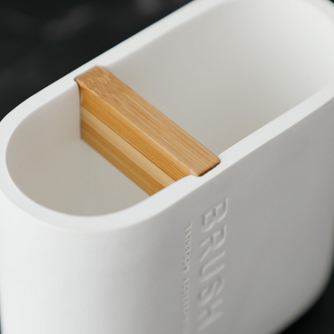 Splendora Modern Wood & White Bathroom Accessories