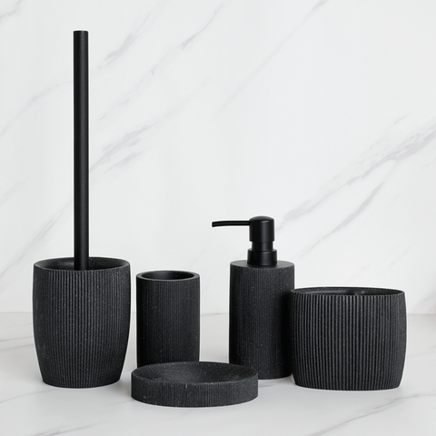 Black Striped Bathroom Accessories 
