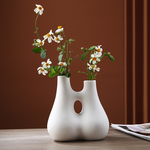 Venturo White Vase Pampas Grass