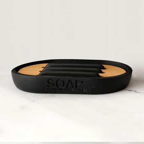 Splendora Wood & Black Bathroom Accessories
