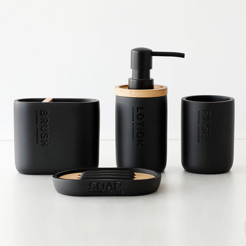 Splendora Wood & Black Bathroom Accessories