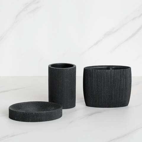 Black Striped Bathroom Accessories 