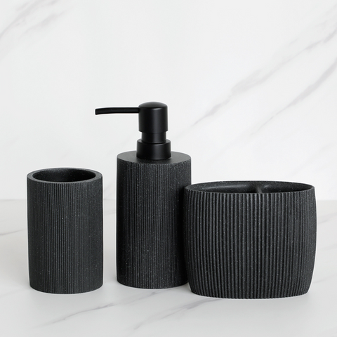 Black Striped Bathroom Accessories 