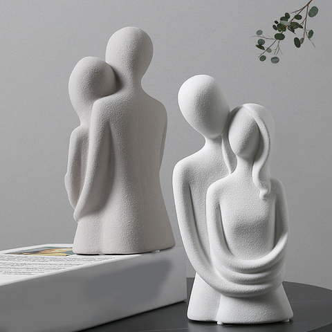 Opaline Nordic Hugging Couple Statue