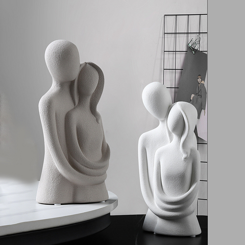 Opaline Nordic Hugging Couple Statue