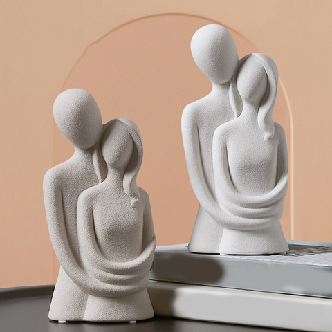 Opaline Nordic Hugging Couple Statue